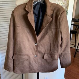 JM Collection faux suede jacket, two front flap pockets, excellent condition